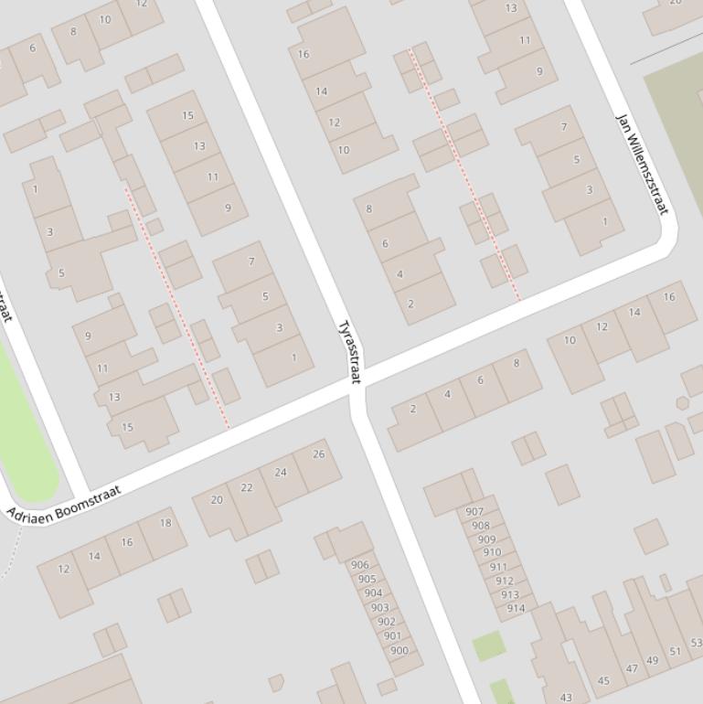 Kaart van de Tyrasstraat.