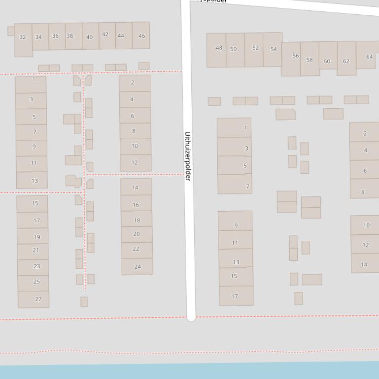 Kaart van  Uithuizerpolder.