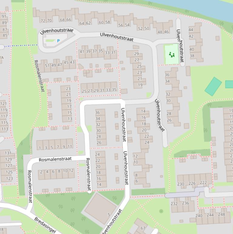 Kaart van de Ulvenhoutstraat.