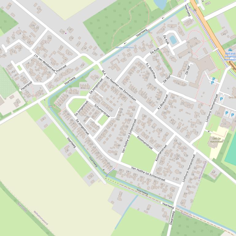 Kaart van de Vaartweg.