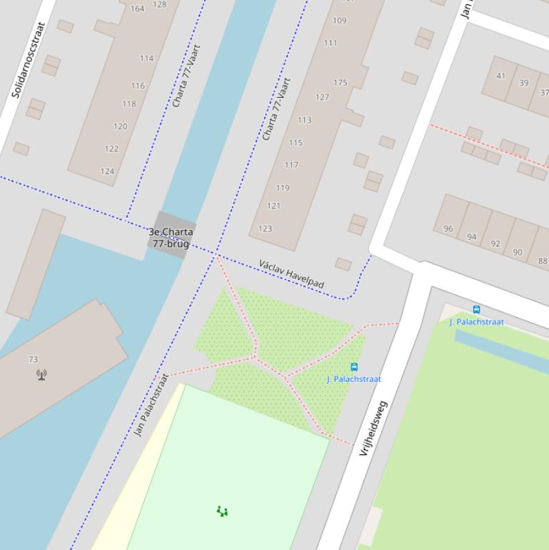 Kaart van het Václav Havelpad.