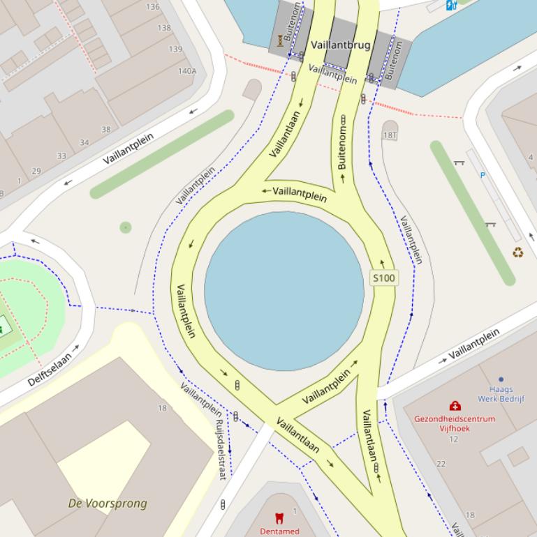 Kaart van het Vaillantplein.