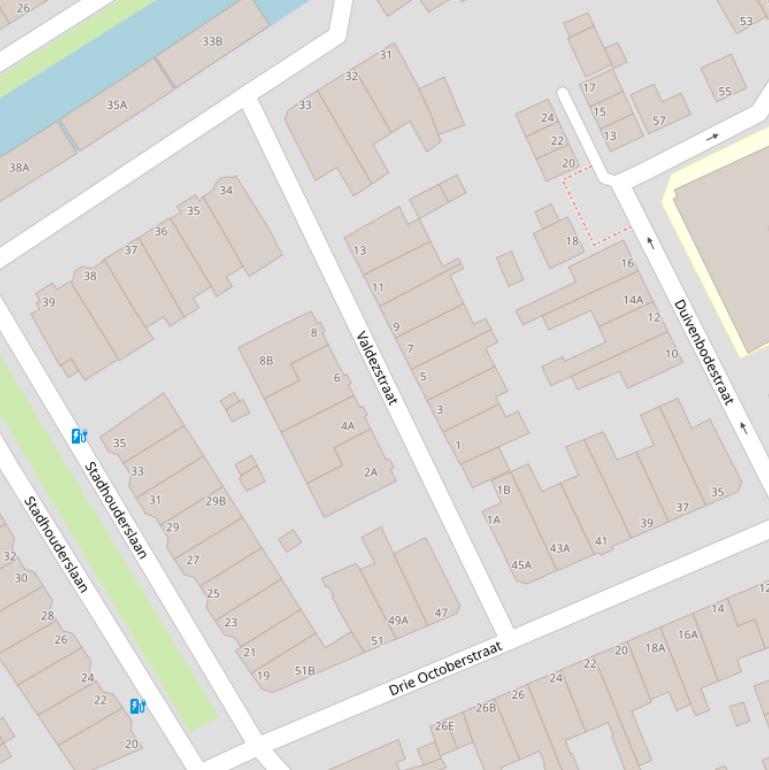 Kaart van de Valdezstraat.