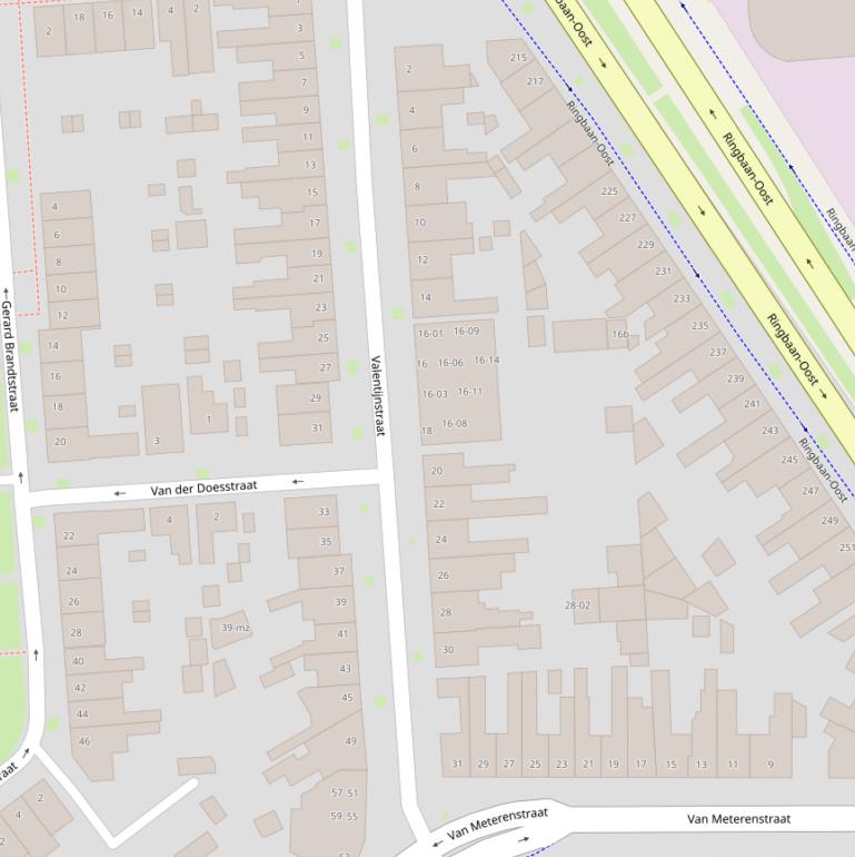 Kaart van de Valentijnstraat.