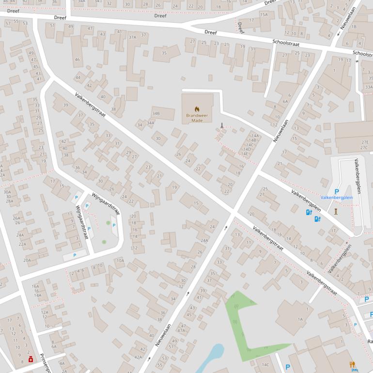 Kaart van de Valkenbergstraat.