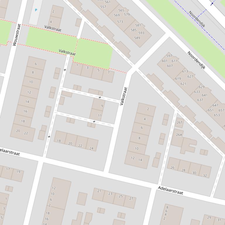 Kaart van de Valkstraat.