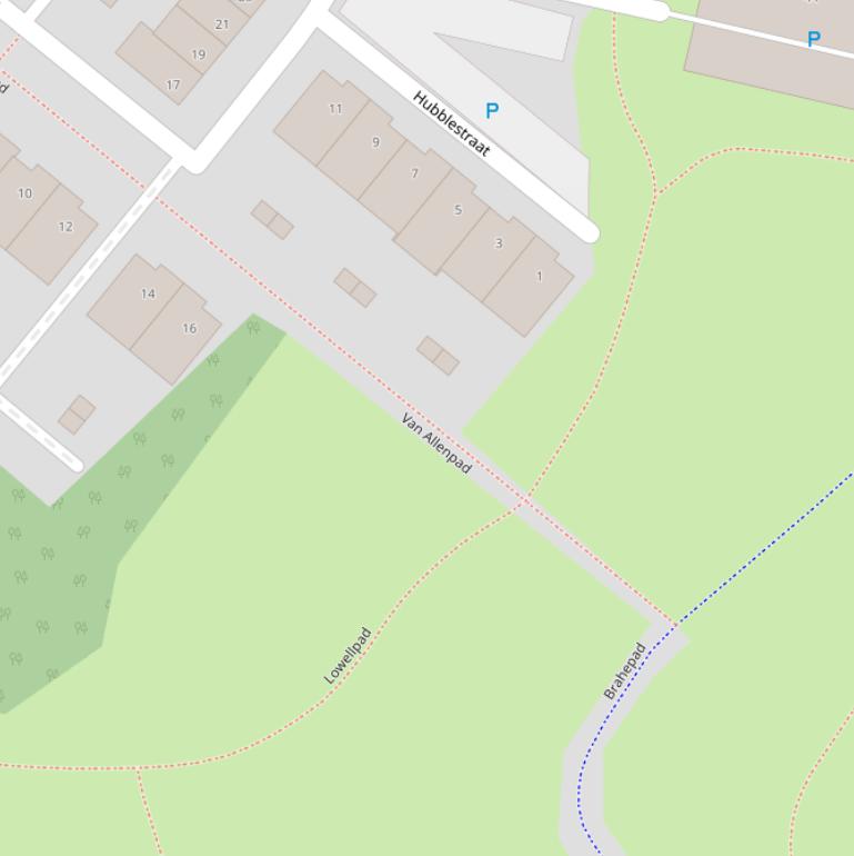 Kaart van het Van Allenpad.