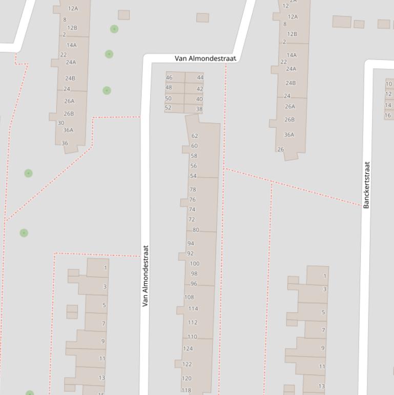 Kaart van de Van Almondestraat.