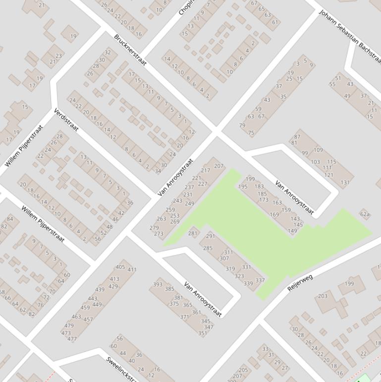 Kaart van de Van Anrooystraat.