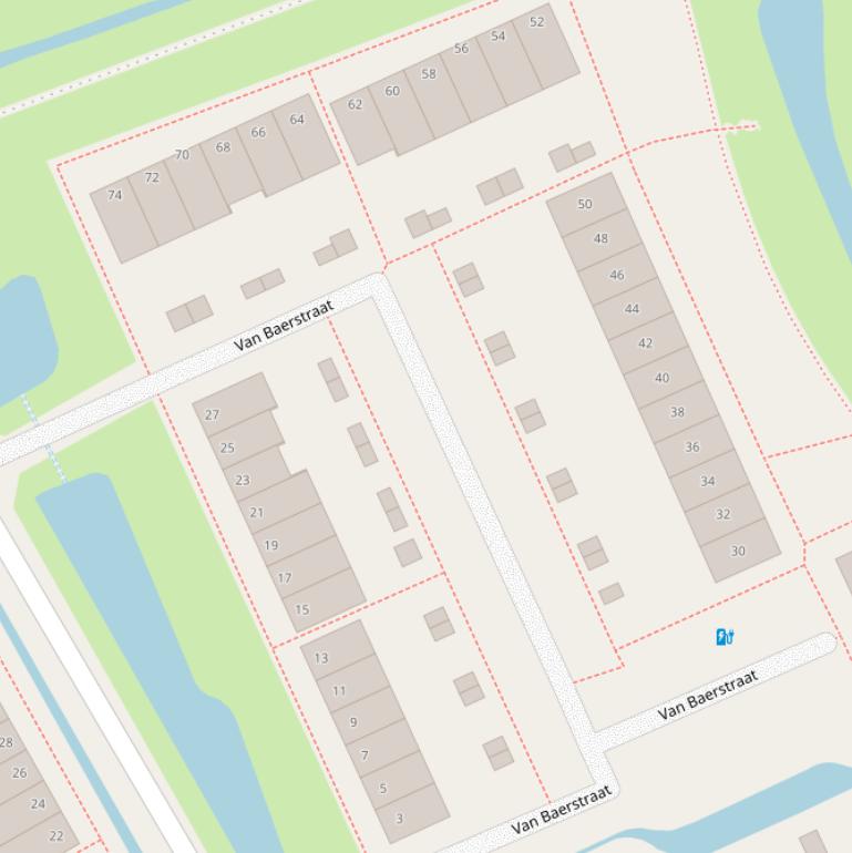 Kaart van de Van Baerstraat.