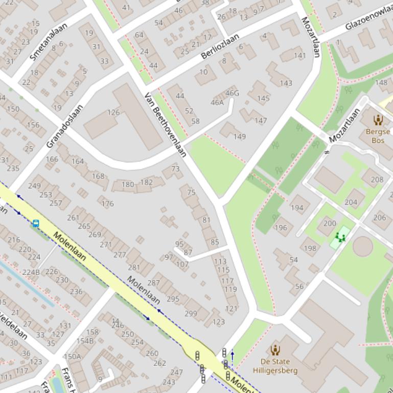 Kaart van de Van Beethovenlaan.