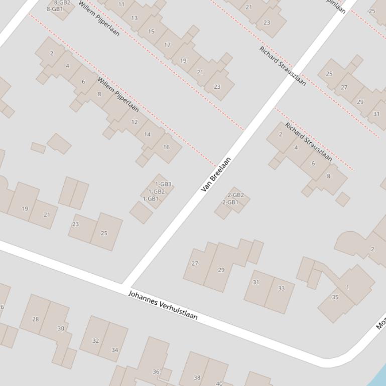 Kaart van de Van Breelaan.