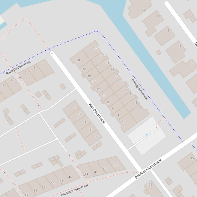 Kaart van de Van Damstraat.