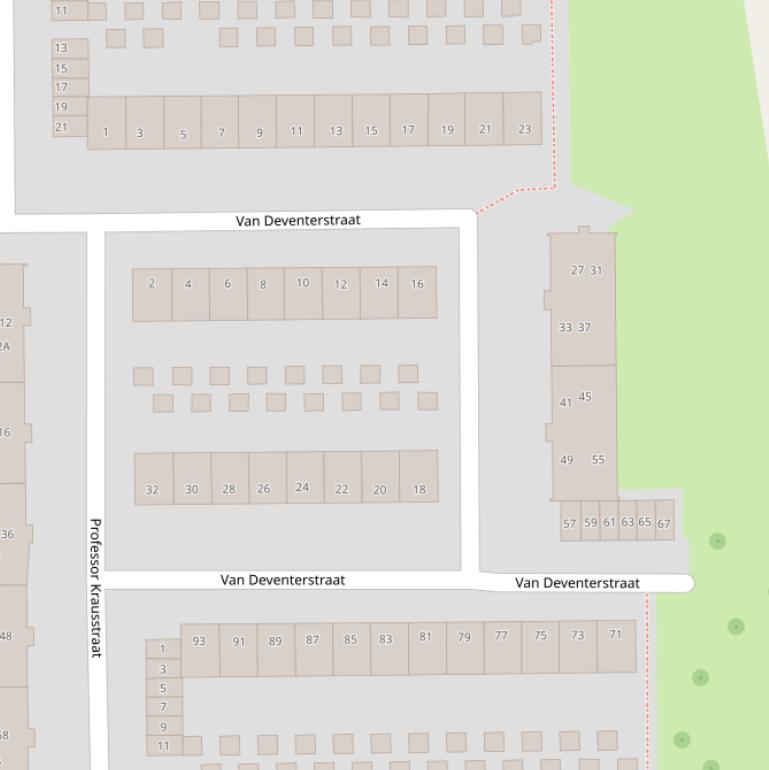 Kaart van de Van Deventerstraat.