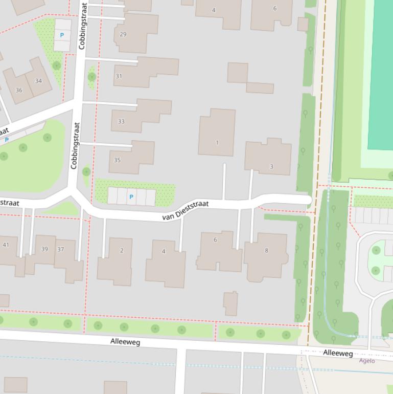 Kaart van de van Dieststraat.