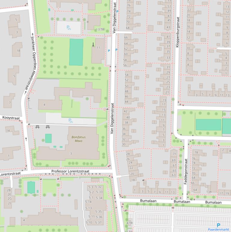 Kaart van de Van Diggelenstraat.