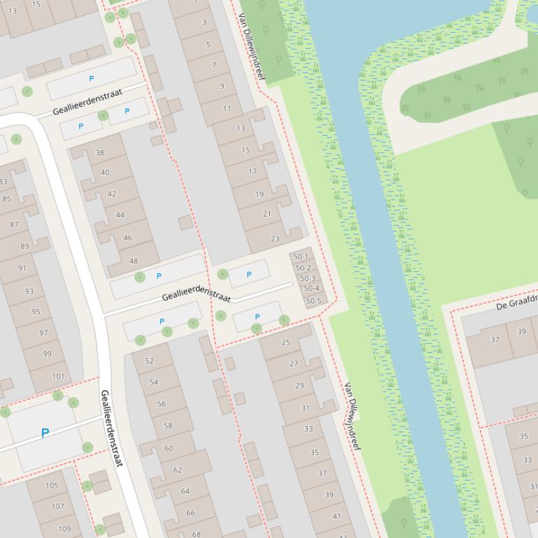 Kaart van de Van Dillewijndreef.