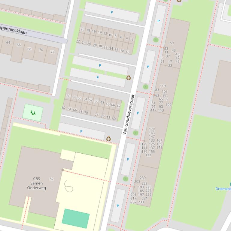 Kaart van de Van Goudoeverstraat.