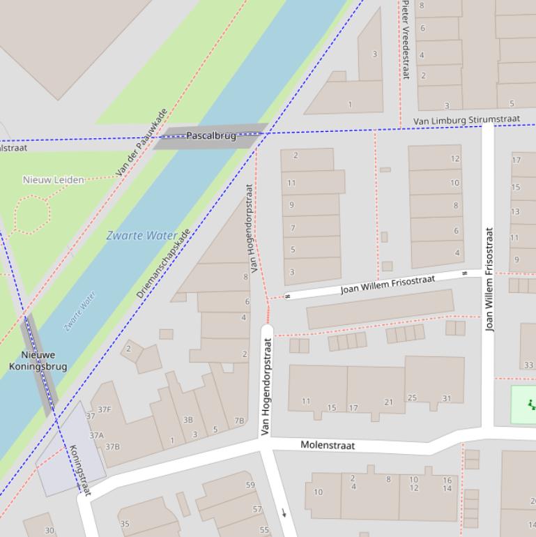 Kaart van de Van Hogendorpstraat.