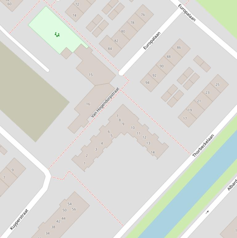 Kaart van de Van Hogendorpstraat.