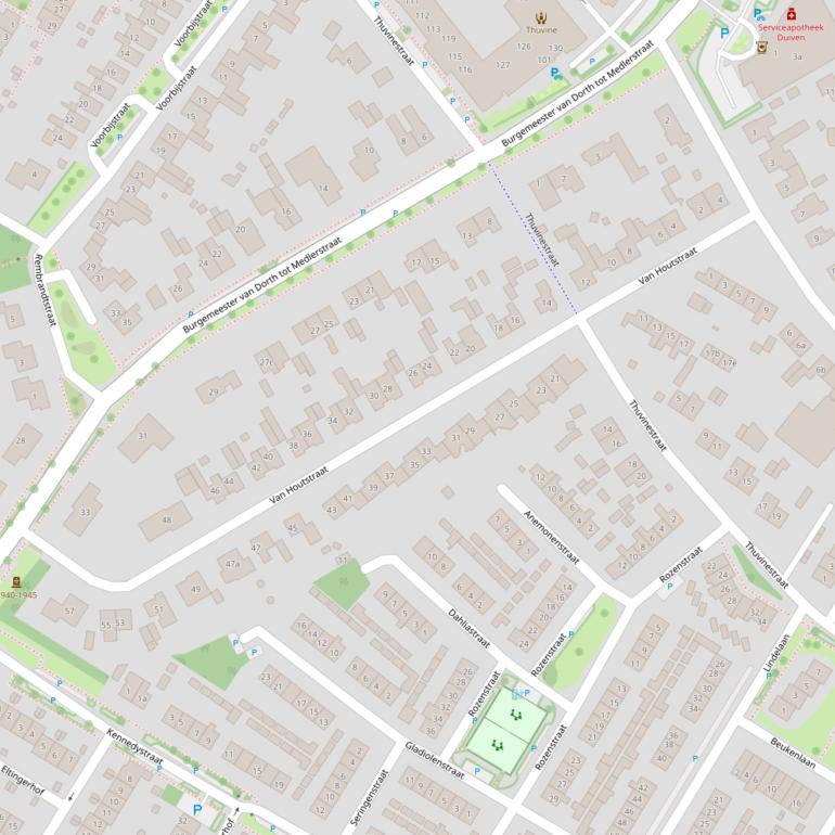 Kaart van de van Houtstraat.