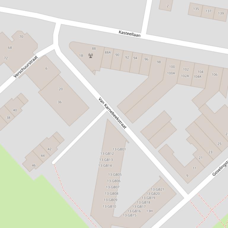 Kaart van de Van Karnebeekstraat.