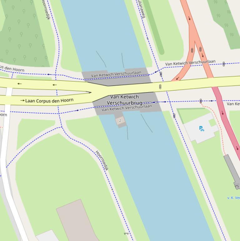 Kaart van de Van Ketwich Verschuurbrug.