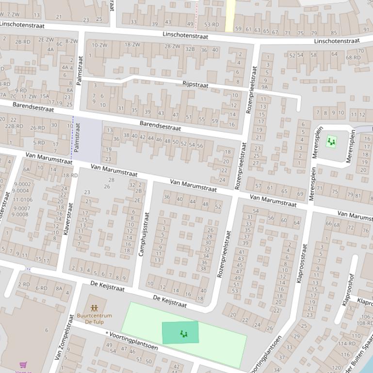 Kaart van de Van Marumstraat.