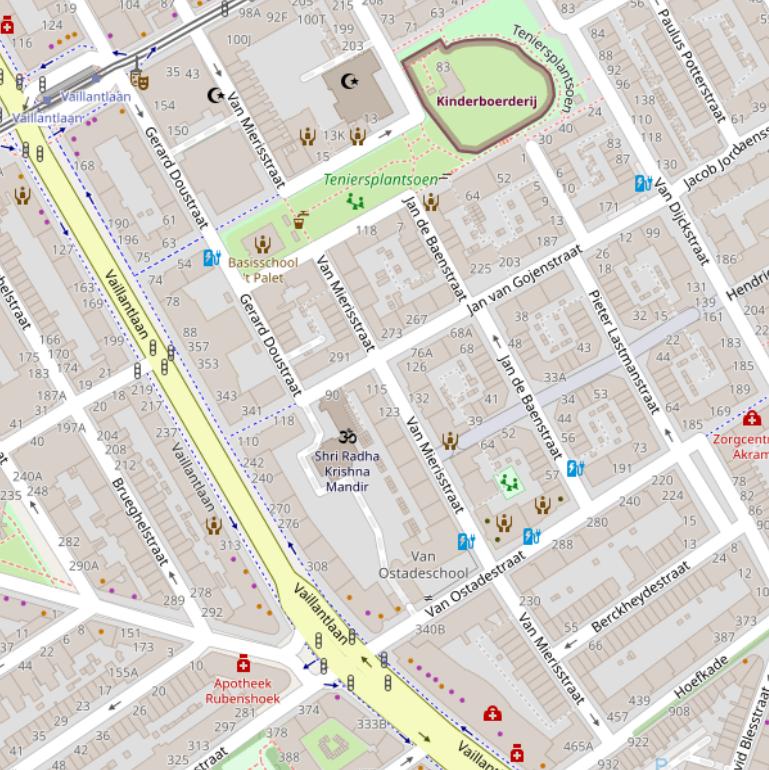 Kaart van de Van Mierisstraat.