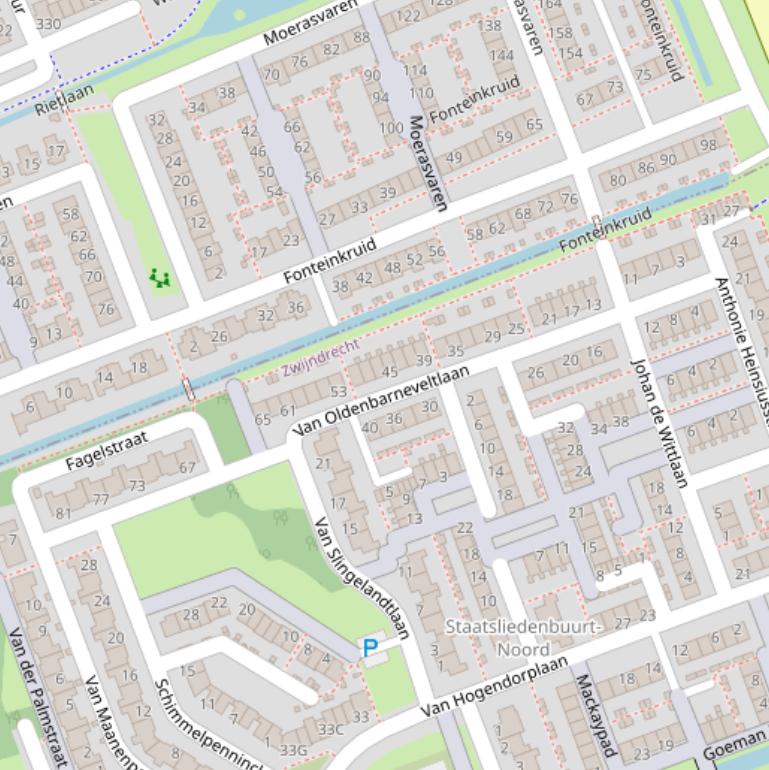 Kaart van de van Oldenbarneveltlaan.