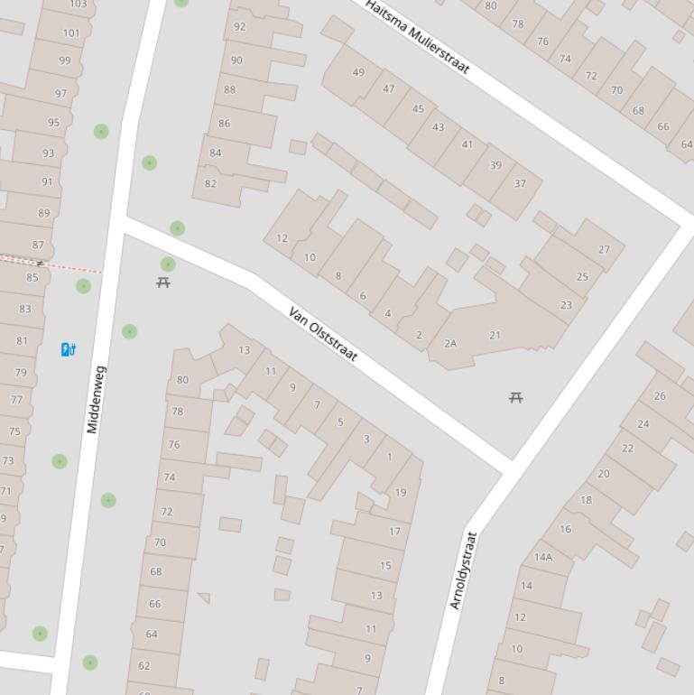 Kaart van de Van Olststraat.