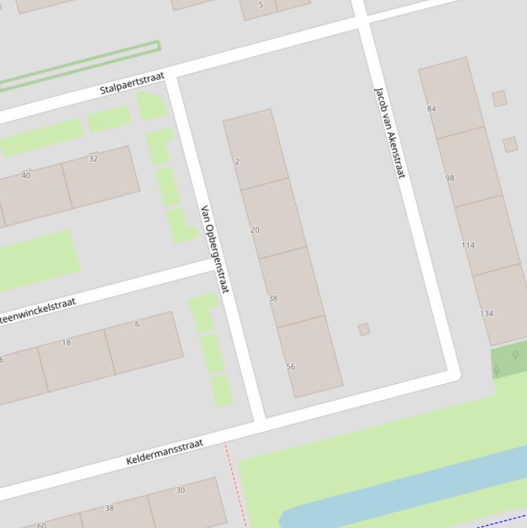 Kaart van de Van Opbergenstraat.