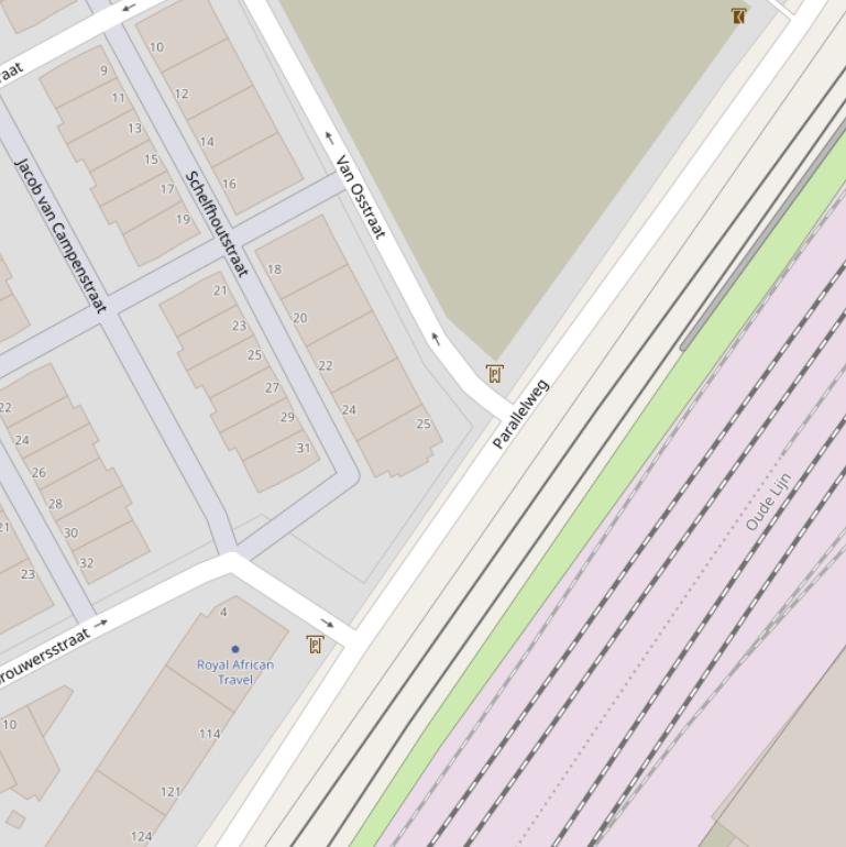 Kaart van de Van Osstraat.