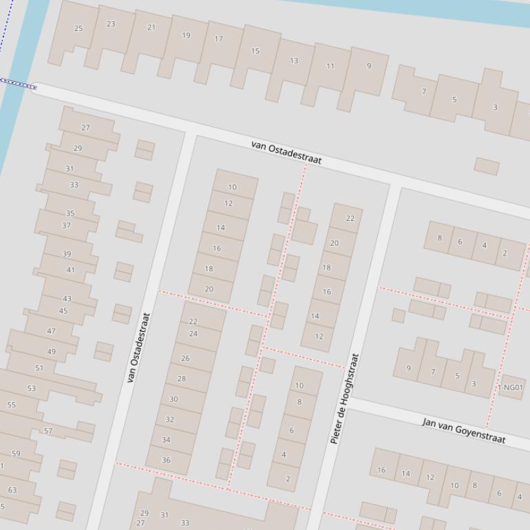 Kaart van de van Ostadestraat.