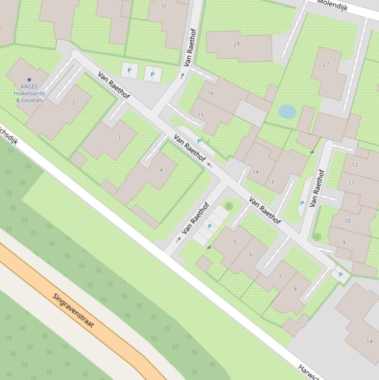 Kaart van de Van Raethof.