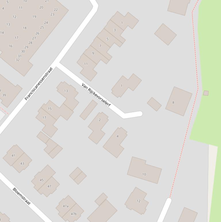 Kaart van het Van Rijckevorselerf.