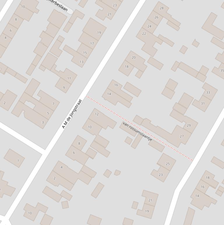 Kaart van  Van Rossums’ Laantje.