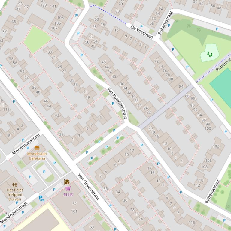 Kaart van de van Ruisdaelstraat.