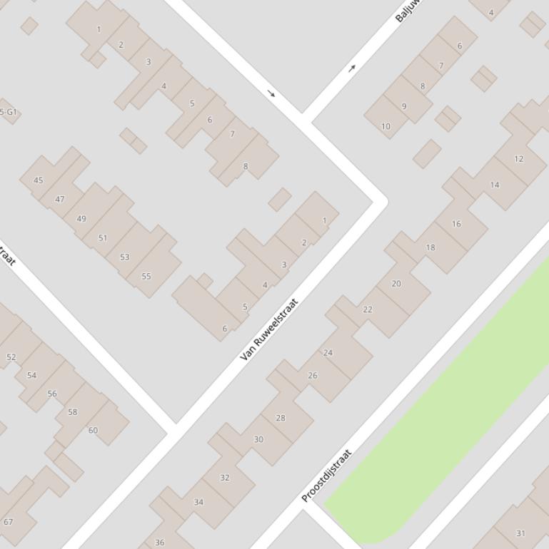 Kaart van de van Ruweelstraat.