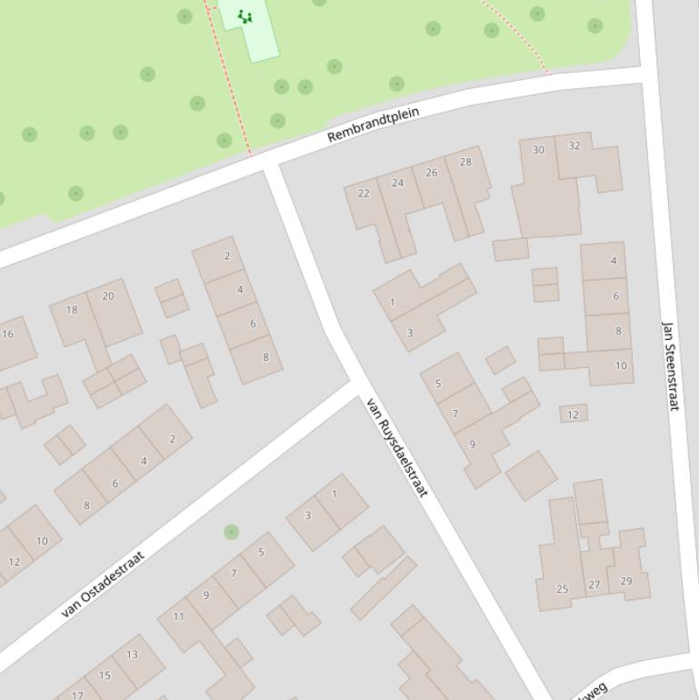 Kaart van de van Ruysdaelstraat.