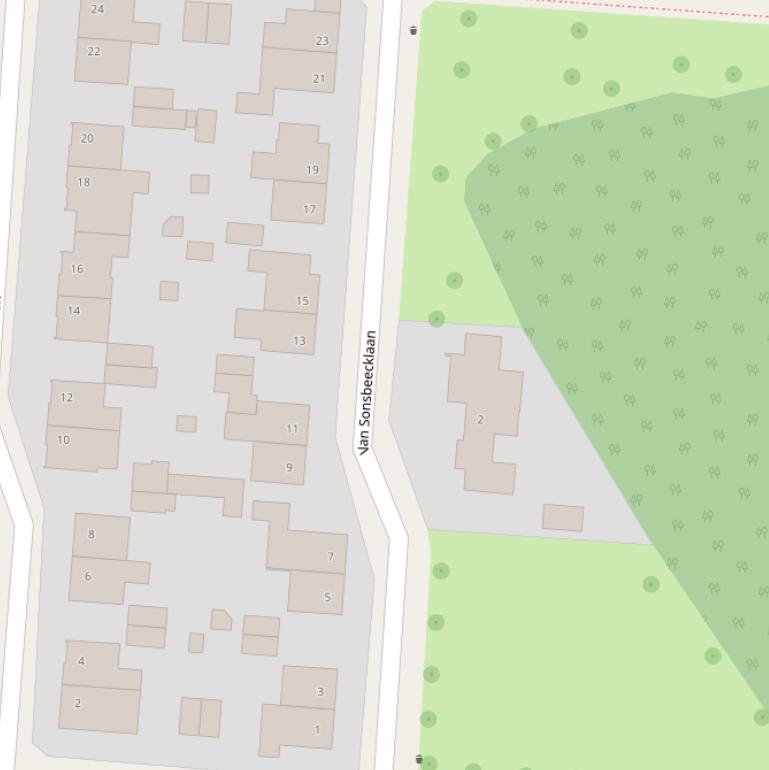 Kaart van de van Sonsbeecklaan.