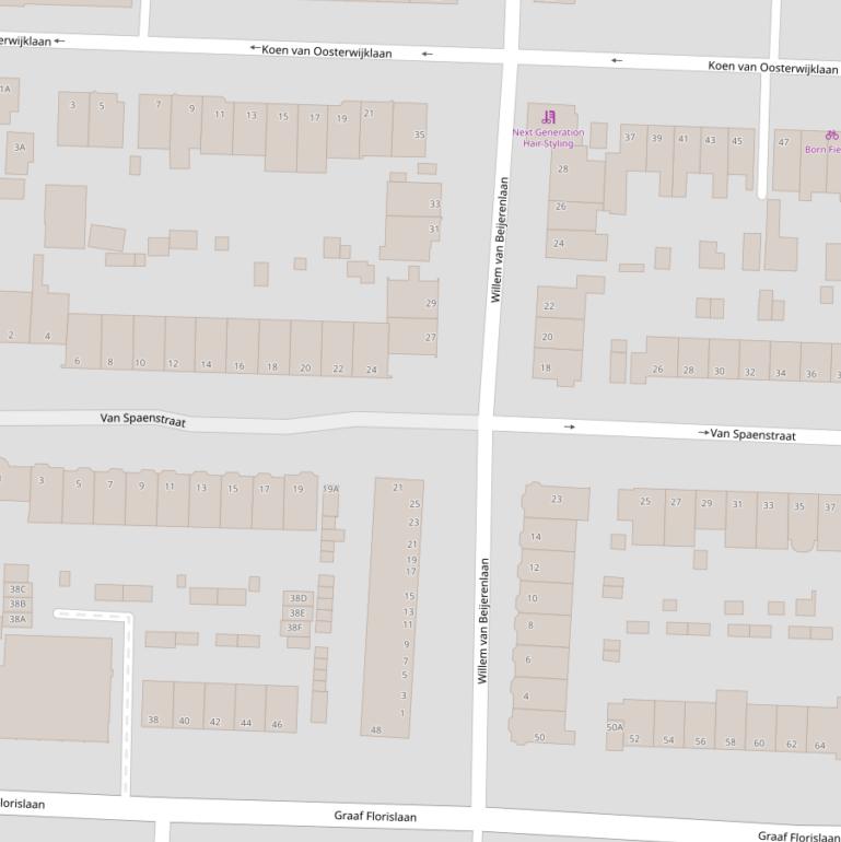 Kaart van de Van Spaenstraat.