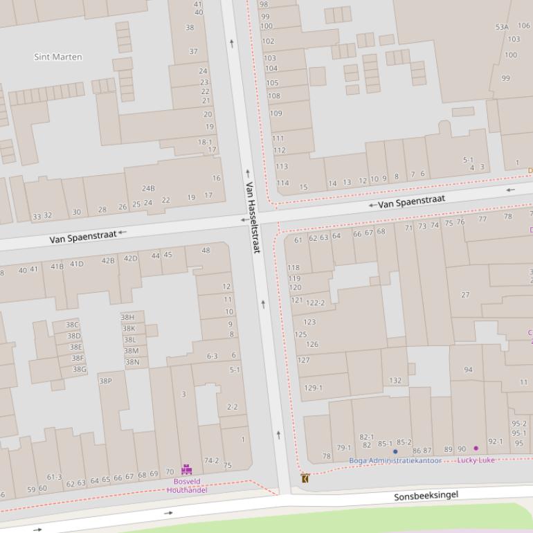 Kaart van de Van Spaenstraat.