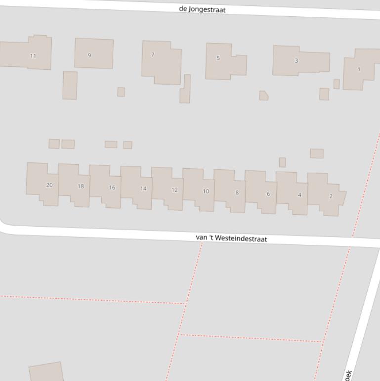 Kaart van de van ’t Westeindestraat.