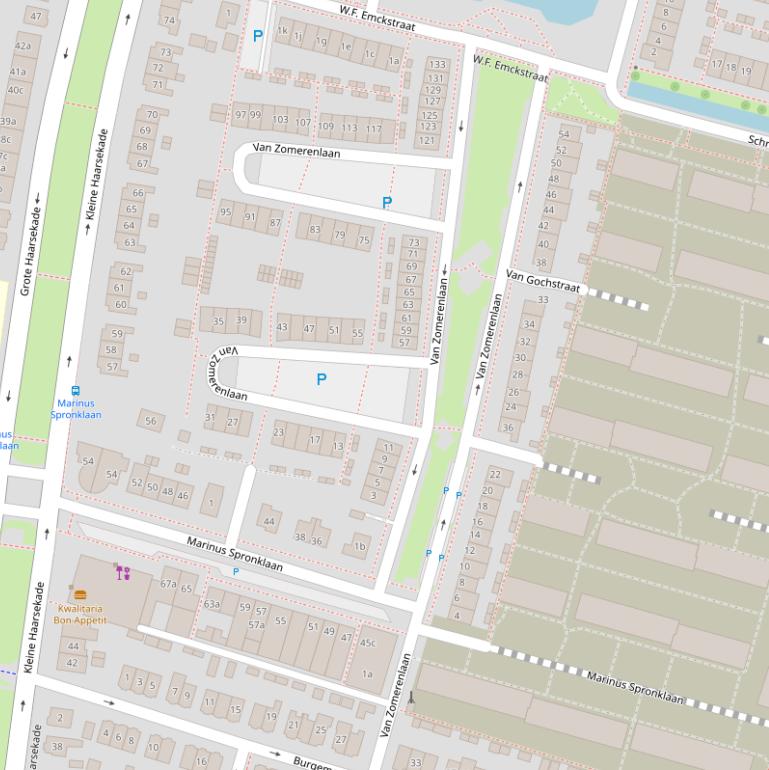 Kaart van de Van Zomerenlaan.