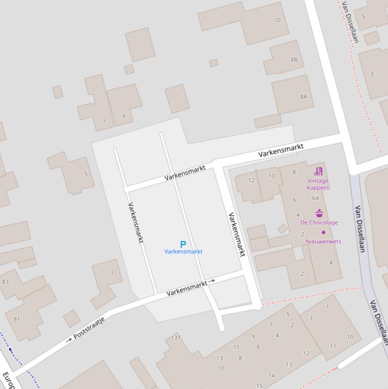 Kaart van de Varkensmarkt.