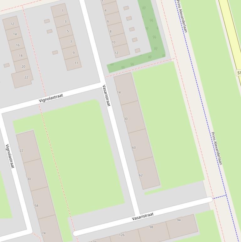 Kaart van de Vasaristraat.