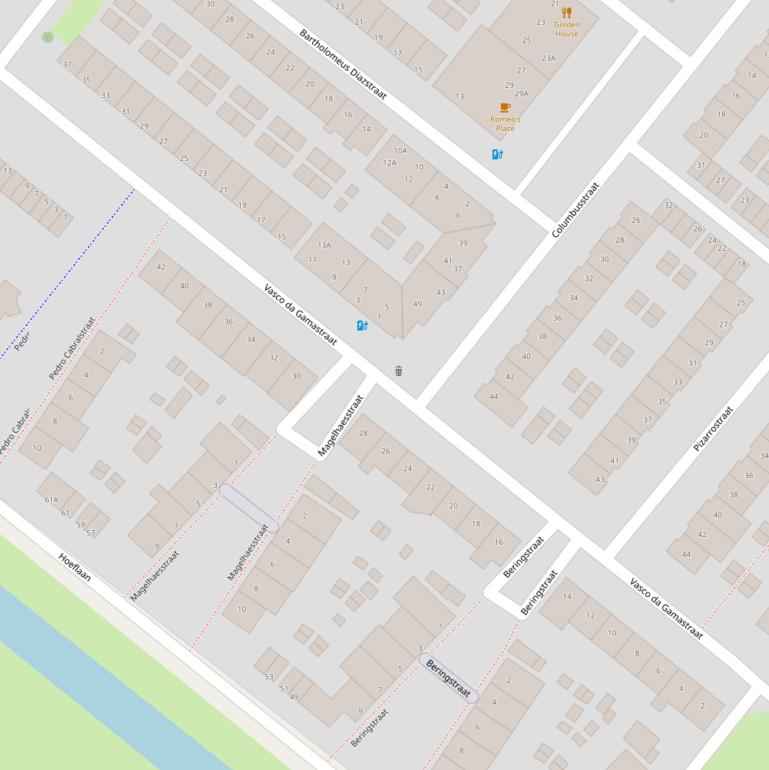 Kaart van de Vasco da Gamastraat.