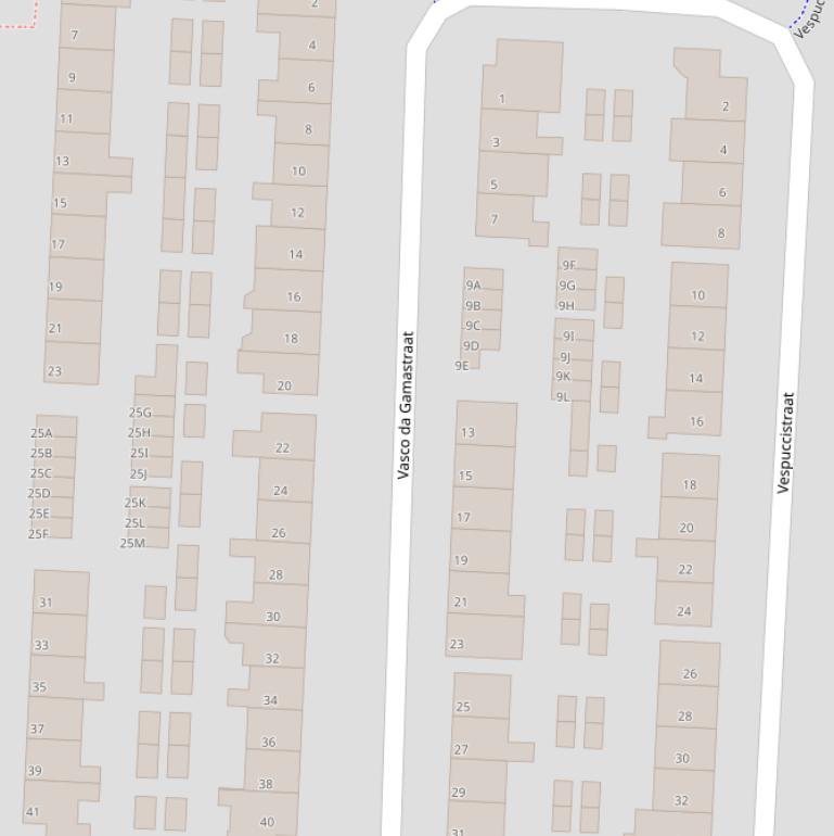 Kaart van de Vasco da Gamastraat.