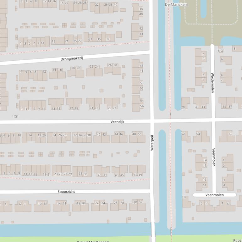 Kaart van de Veendijk.